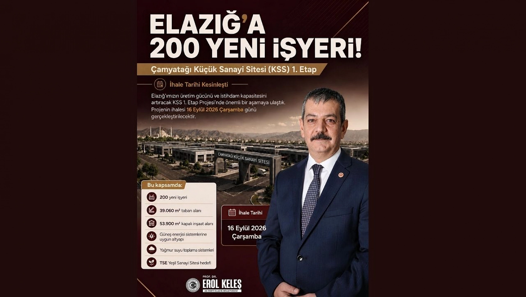 Milletvekili Keleş: 'Çamyatağı Küçük Sanayi Sitesi'nde İhale Tarihi Kesinleşti'