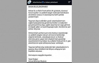 Keban Su ve Balık Festivali'nin 2. Gün Etkinlikleri İptal Edildi