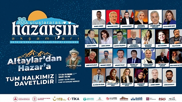 28. Uluslararası Hazar Şiir Akşamları Elazığ'da Başlıyor.