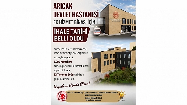 Arıcak Devlet Hastanesi Ek Hizmet Binası İçin İhale Tarihi Belli Oldu
