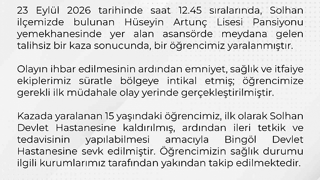 Bingöl'de Asansör Kazası: Valilikten İnceleme Açıklaması