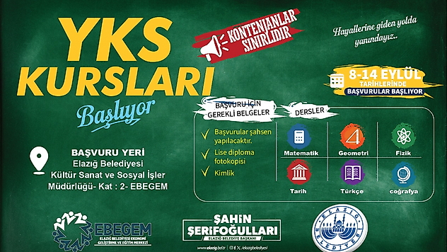 Elazığ Belediyesi'nden Ücretsiz YKS Kursu