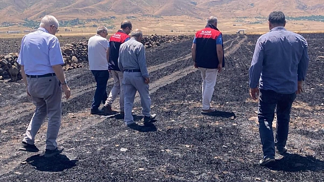 Elazığ'da Yangında Zarar Gören 70 Dönümlük Alanda Hasar Tespiti Başladı