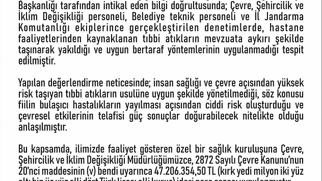 Elazığ'da Özel Hastaneye Rekor Ceza