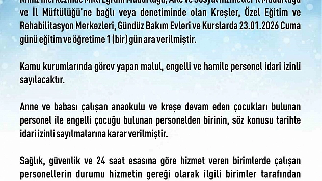 Elazığ'da rehabilitasyon ve bakımevi kurslarına kar tatili