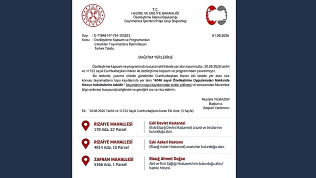 Elazığ'daki Üç Taşınmaz Özelleştirme Kapsamından Çıkarıldı