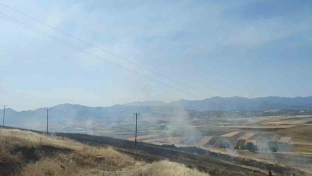 Elazığ'da Yangın 40 Dönümlük Arpa Tarlasını Kül Etti