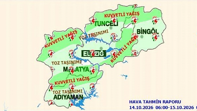 Meteoroloji'den Elazığ'a Kuvvetli Yağış Uyarısı