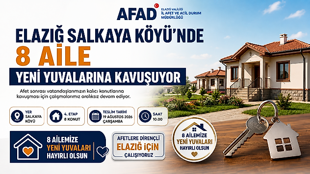 Elazığ Salkaya Köyü'nde 8 Aile Yeni Yuvalarına Kavuşuyor