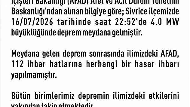 Elazığ Valiliği'nden deprem açıklaması