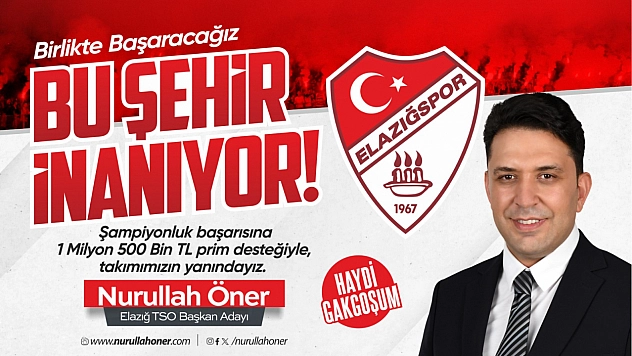 Elazığspor'a Şampiyonluk Yolunda 1.5 Milyon TL'lik Prim Desteği