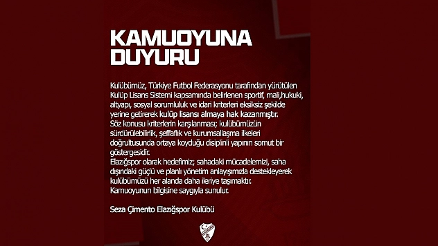 Elazığspor, Kulüp Lisansı Almaya Hak Kazandı