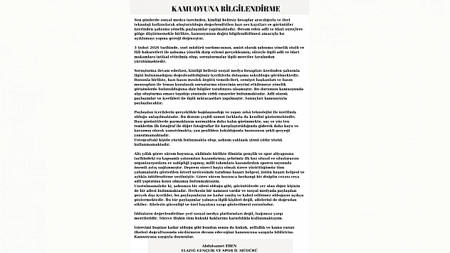 Gençlik ve Spor İl Müdürü Abdulsamet Eren'den Açıklama