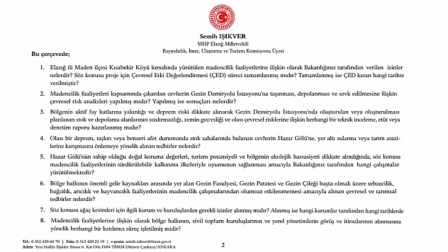 Işıkver, Madenciliğin Çevresel Etkilerini Meclis Gündemine Taşıdı
