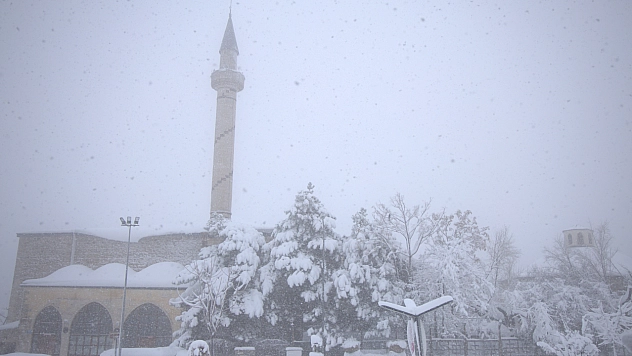 Yoğun kar yağışı Harput'u beyaza bürüdü