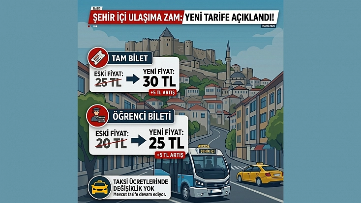 Şehir İçi Ulaşımda Yeni Ücret Tarifesi Belirlendi