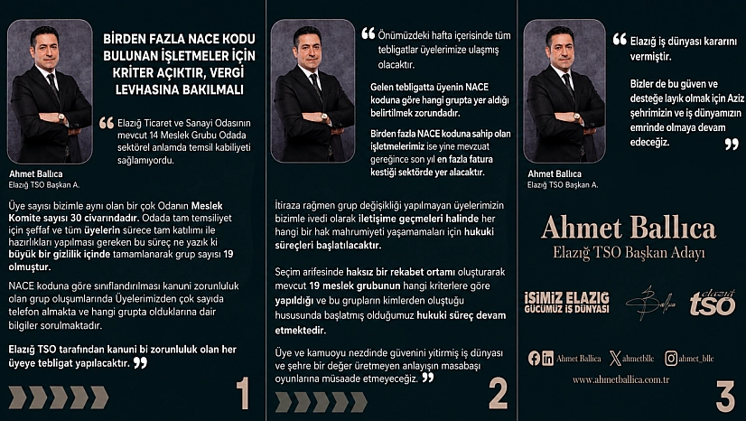 Ballıca: 'Birden Fazla NACE Kodu Bulunan İşletmeler İçin Kriter Açık: Vergi Levhasına Bakılmalı'