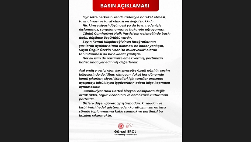 Erol'dan Parti İçi Gerilime Tepki ve Kurultay Çağrısı