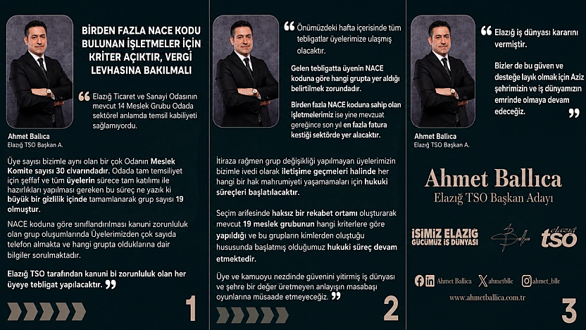 Ballıca: 'Birden Fazla NACE Kodu Bulunan İşletmeler İçin Kriter Açık: Vergi Levhasına Bakılmalı'