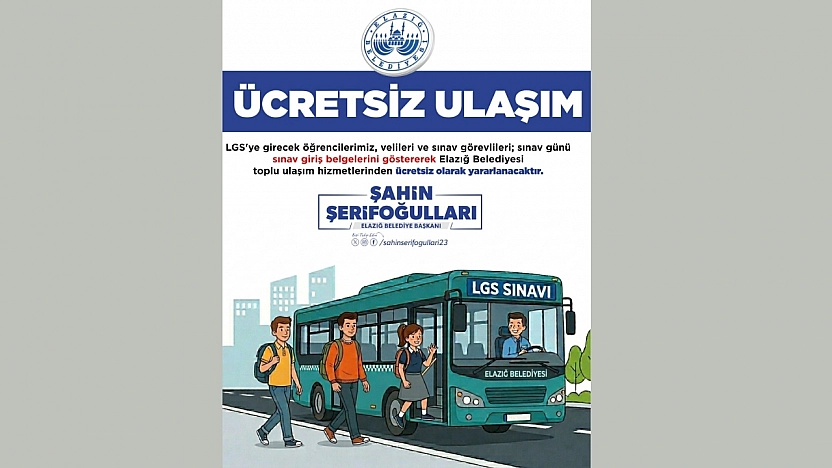 Elazığ Belediyesi'nden LGS'ye Girecek Öğrencilere Ücretsiz Ulaşım