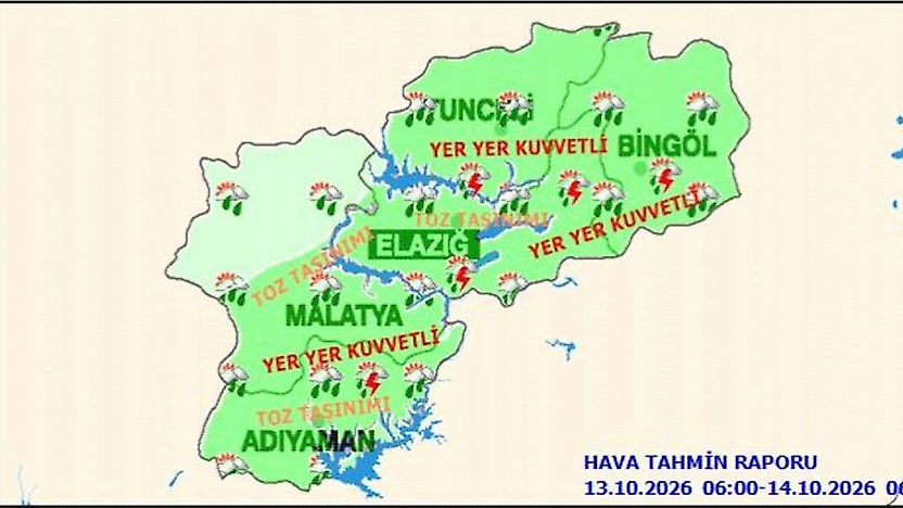 Elazığ'da Kuvvetli Yağış Bekleniyor