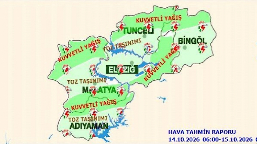 Meteoroloji'den Elazığ'a Kuvvetli Yağış Uyarısı