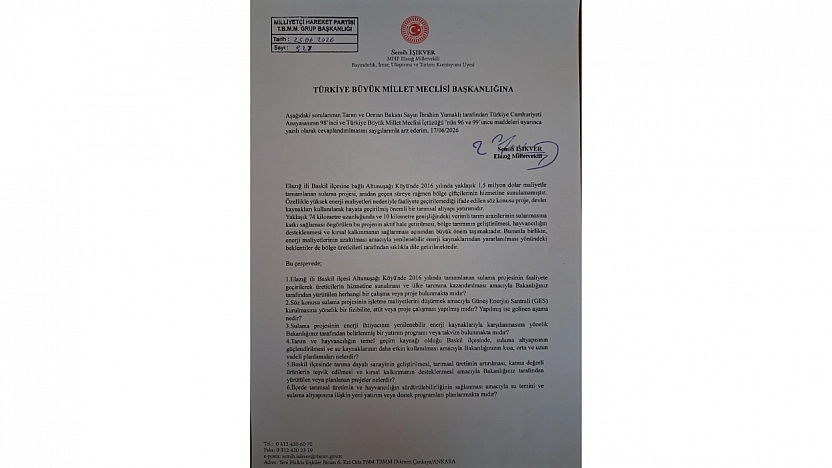 Işıkver, Baskil Altunuşağı Köyü Sulama Projesinin Akıbetini Sordu