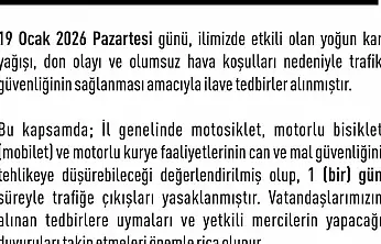 Elazığ'da Olumsuz Hava Nedeniyle Motosiklet ve Motorlu Kuryelere Yasak