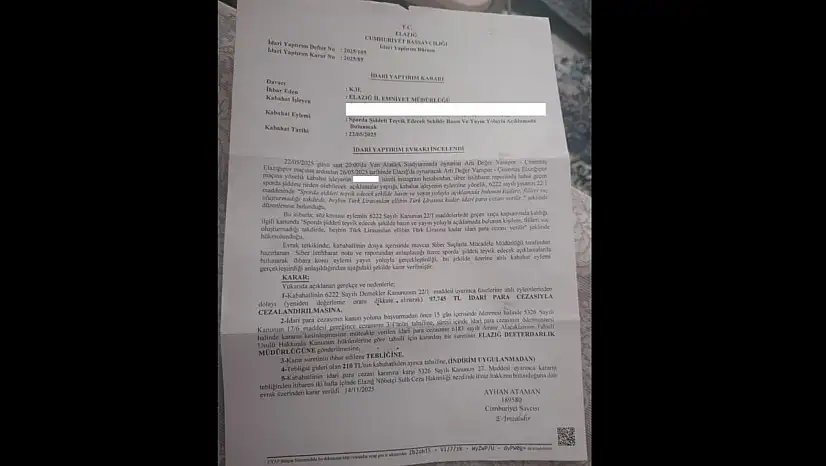 Olaylı Elazığspor-Vanspor Maçının Faturası Taraftara Kesildi